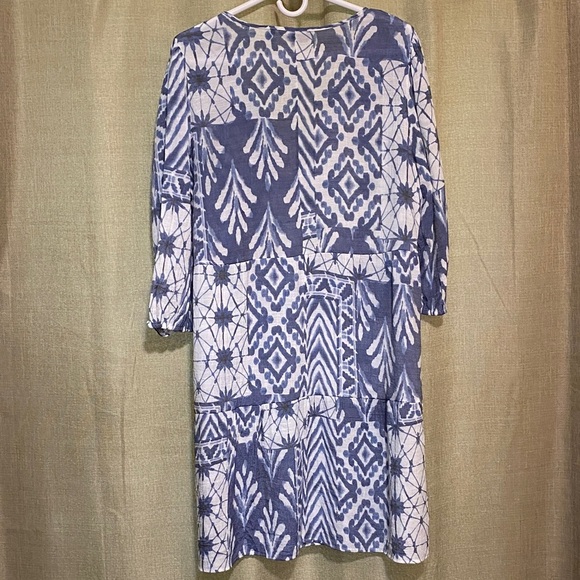 Mlle Gabrielle Blue/White Patterned Dress/Swim Coverup Large - Picture 2 of 7